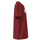 Sunshine Project Brighter Days Ahead GOTS certified tee in burgundy — right side view