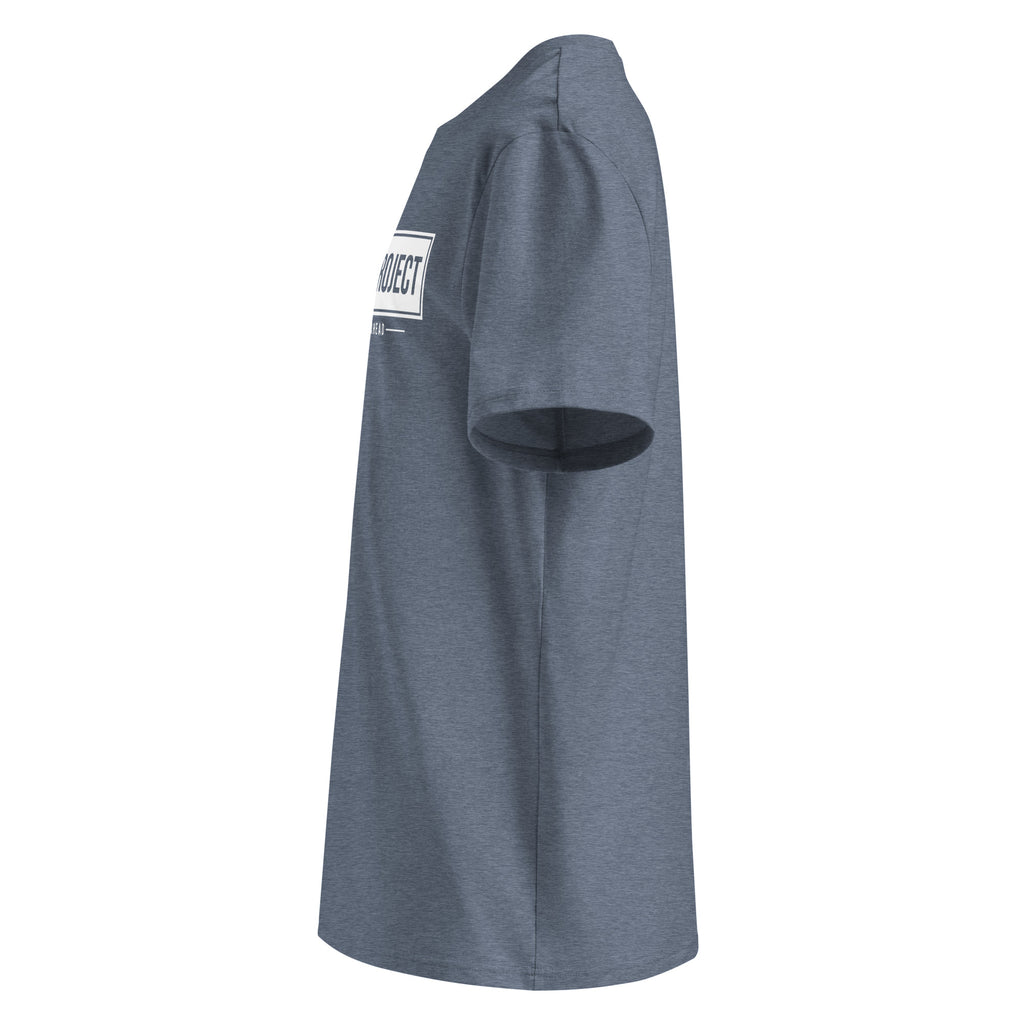 Brighter Days Ahead unisex organic t-shirt by Sunshine Project in dark heather blue — left side view