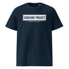 Sunshine Project Brighter Days Ahead organic cotton t-shirt in french navy — front view