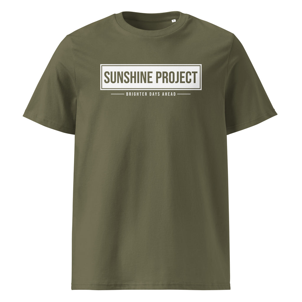 Sunshine Project Brighter Days Ahead organic cotton t-shirt in khaki — front view