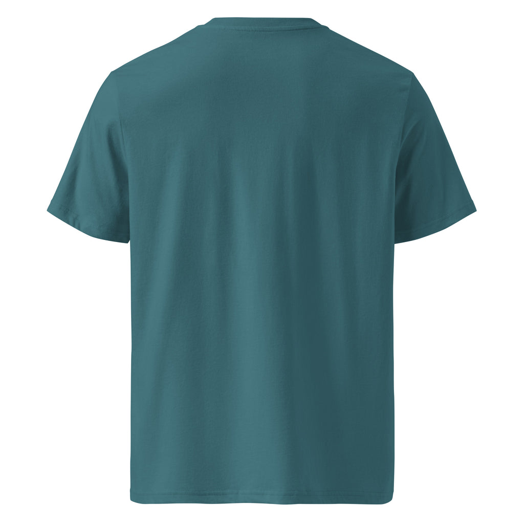 Sunshine Project Brighter Days Ahead mental health tee in stargazer blue — back view