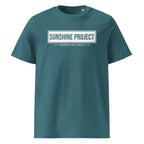Sunshine Project Brighter Days Ahead organic cotton t-shirt in stargazer blue — front view