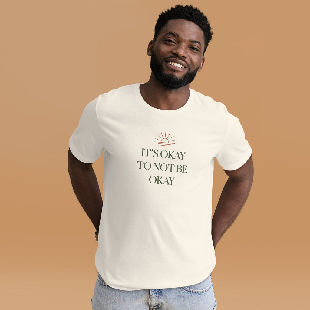 The Sunshine Project It's Okay to Not Be Okay tee in vintage white, front view