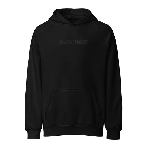 The Sunshine Project Super Heavyweight Hoodie, black unisex hoodie, front view
