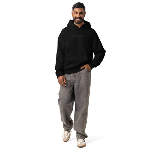The Sunshine Project Super Heavyweight Hoodie, black unisex hoodie, front view