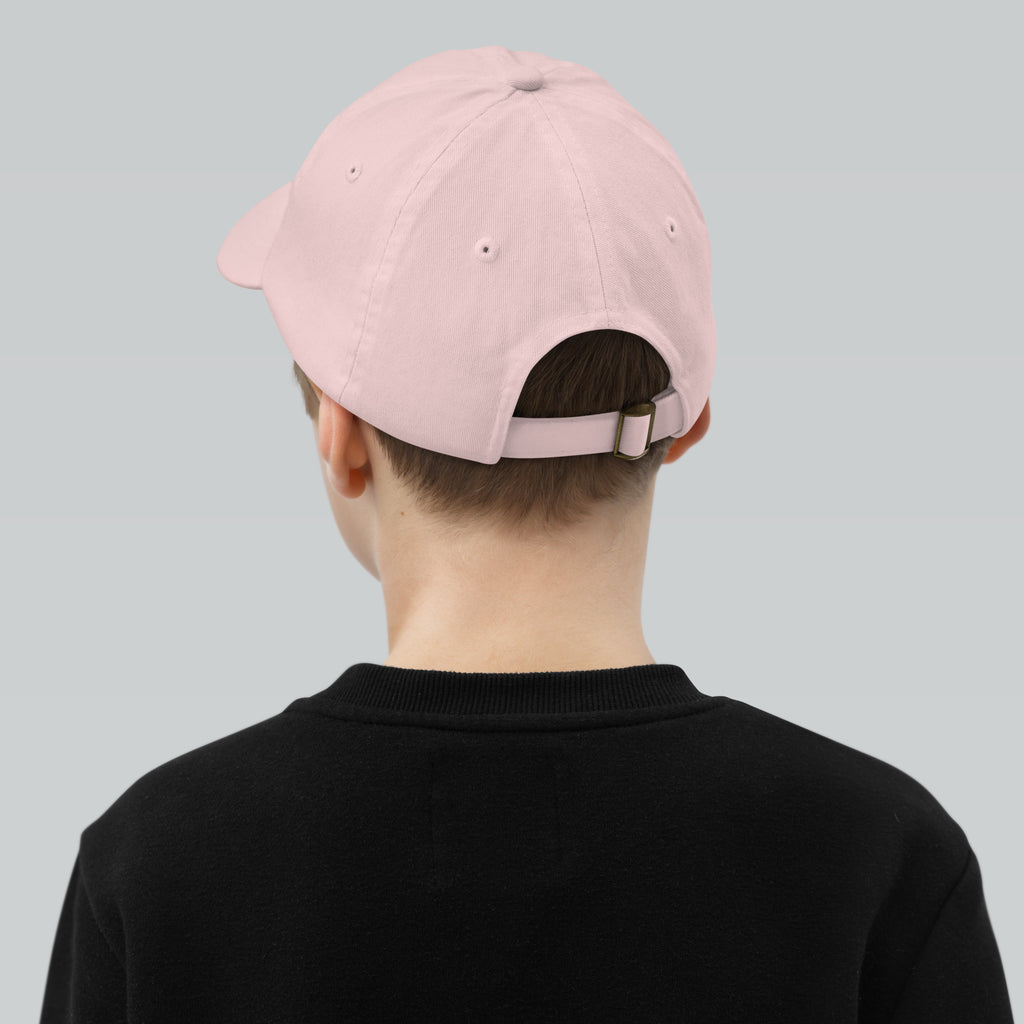 The Sunshine Project youth baseball cap in Pink, back view