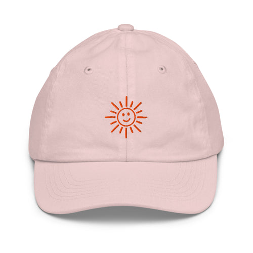 The Sunshine Project youth baseball cap in Pink, front view