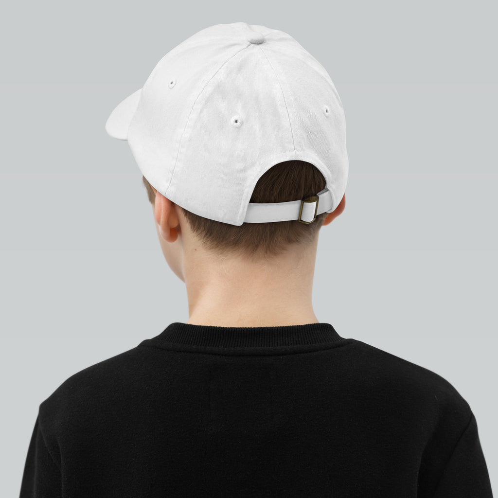 The Sunshine Project youth baseball cap in White, back view